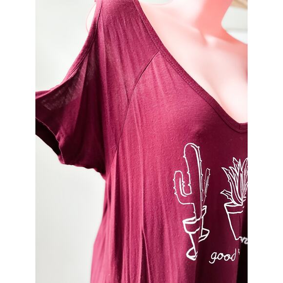 NWOT Cold Shoulder Cactus Boho Vibes Flowy Tunic L - Picture 3 of 4